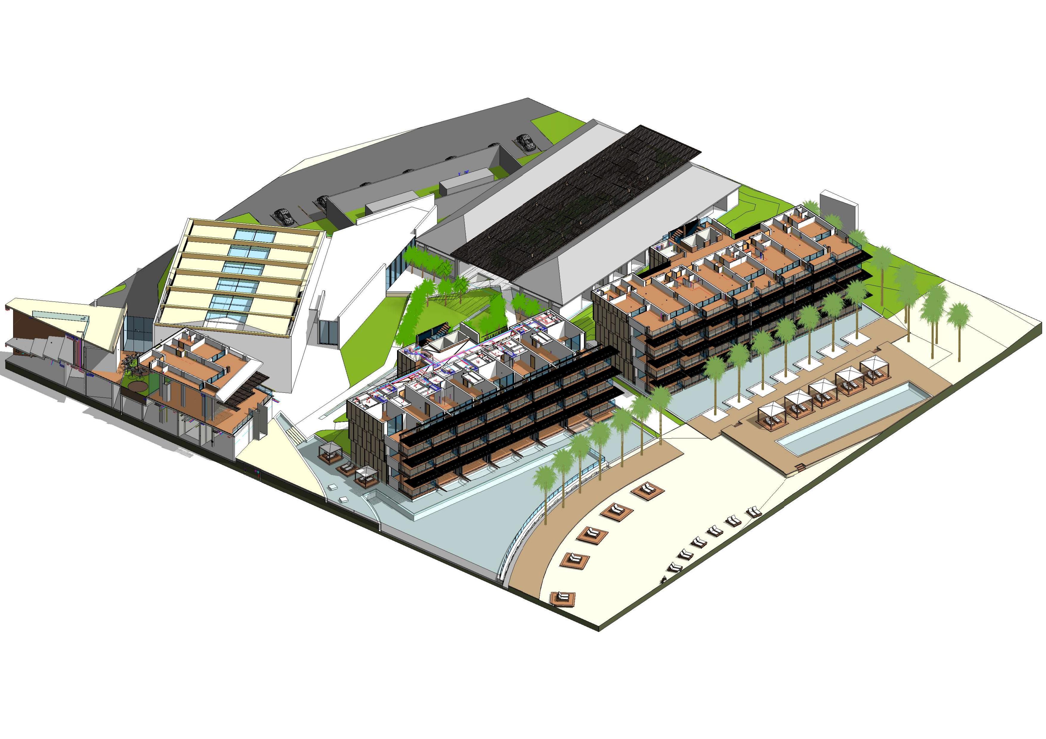 Hotel Buildings in slice, BIM model